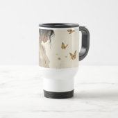 Zachte elegantie in een vlinderdans reisbeker (Voorkant rechts)