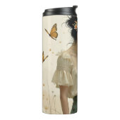 Zachte elegantie in een vlinderdans thermosbeker (Gedraaid links)