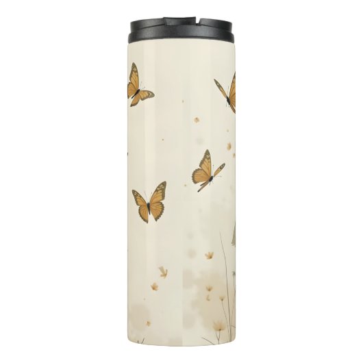 Zachte elegantie in een vlinderdans thermosbeker (Achterkant)
