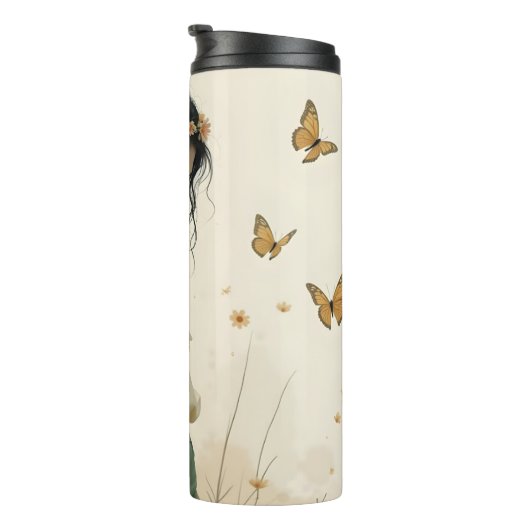 Zachte elegantie in een vlinderdans thermosbeker (Geroteerd rechts)