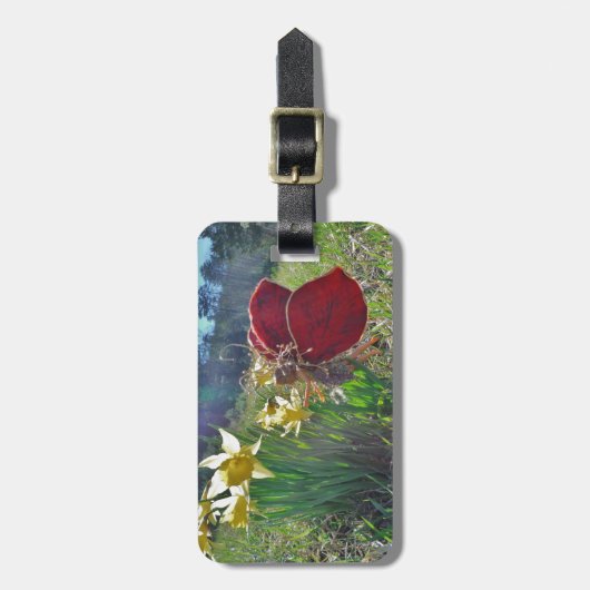 Zachte en gele bloemen bagagelabel (Voorkant verticaal)