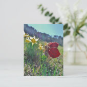 Zachte en gele bloemen briefkaart (Staand voorkant)