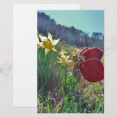 Zachte en gele bloemen briefpapier (Voorkant / Achterkant)