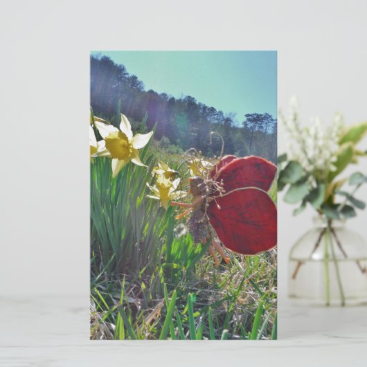 Zachte en gele bloemen briefpapier (Staand voorkant)