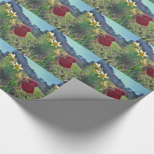 Zachte en gele bloemen cadeaupapier (Hoek)