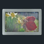 Zachte en gele bloemen gesp<br><div class="desc">Melk met rode vleugels en paarse jurk smelt in de gele Daffodils Flowers Fairy en Foto door kunstenaar Sandy Closs Fairy, fairies, elfje, elfjes, fantasie, bloemen, vlinder, vlinder, rode, gele, paarse, sprookje, sprookje in de lente, sprookjesland</div>
