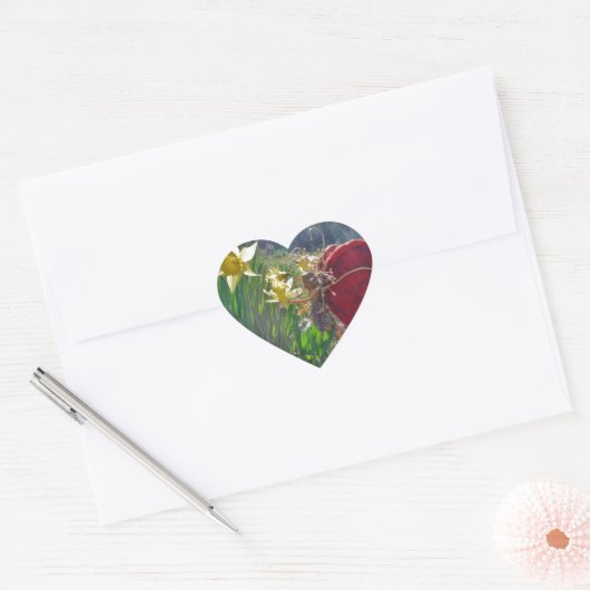 Zachte en gele bloemen hart sticker (Envelop)
