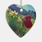 Zachte en gele bloemen keramisch ornament (Rechts)