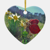 Zachte en gele bloemen keramisch ornament (Voorkant)