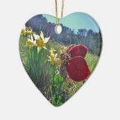 Zachte en gele bloemen keramisch ornament (Links)