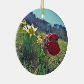 Zachte en gele bloemen keramisch ornament (Rechts)