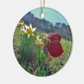 Zachte en gele bloemen keramisch ornament (Links)