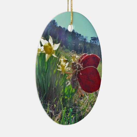 Zachte en gele bloemen keramisch ornament (Rechts)