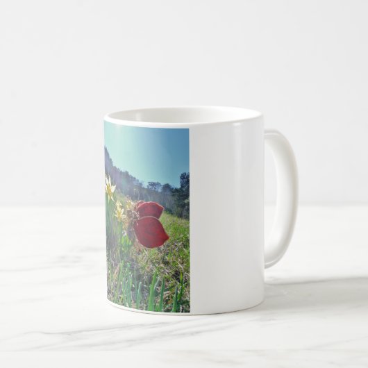 Zachte en gele bloemen koffiemok (Voorkant rechts)