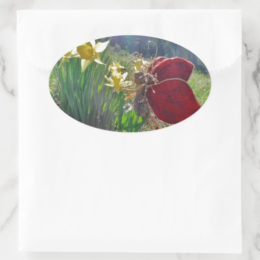 Zachte en gele bloemen ovale sticker (Tas)