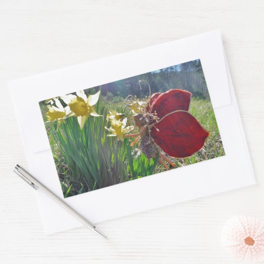 Zachte en gele bloemen rechthoekige sticker (Envelop)