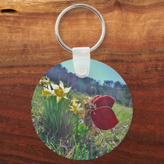 Zachte en gele bloemen sleutelhanger (Voorkant)