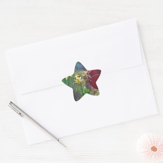 Zachte en gele bloemen ster sticker (Envelop)