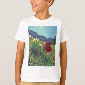 Zachte en gele bloemen t-shirt (Voorkant)