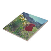 Zachte en gele bloemen tegeltje (Zijkant)