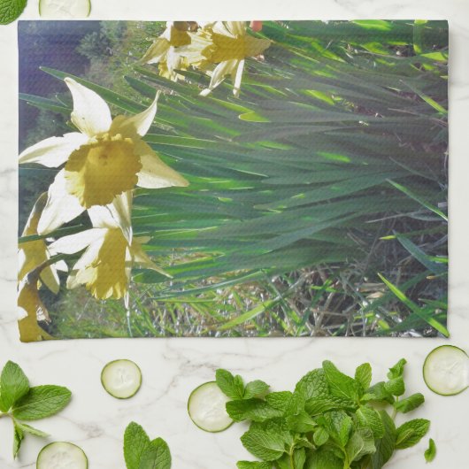 Zachte en gele bloemen theedoek (Gevouwen)