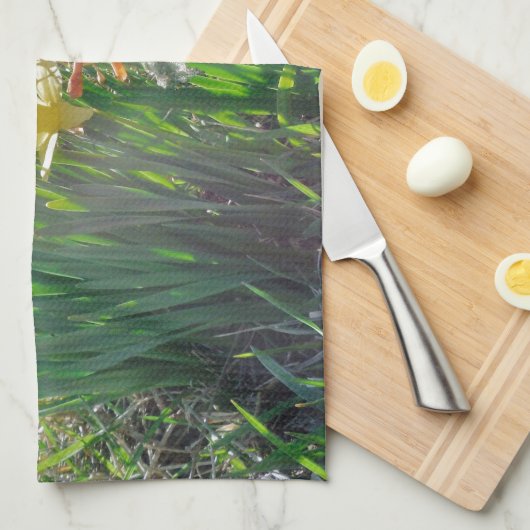 Zachte en gele bloemen theedoek (Quarter Fold)