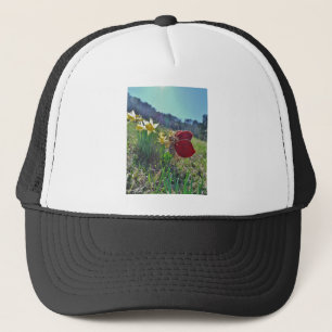 Zachte en gele bloemen trucker pet