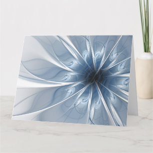 Zachte en gevoelige blauwe fractale fantasiebloem  bedankkaart
