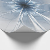 Zachte en gevoelige blauwe fractale fantasiebloem cadeaupapier (Hoek)