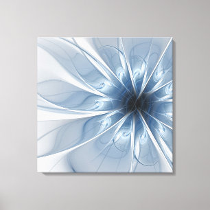 Zachte en gevoelige blauwe fractale fantasiebloem canvas afdruk