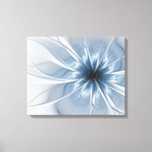 Zachte en gevoelige blauwe fractale fantasiebloem  canvas afdruk