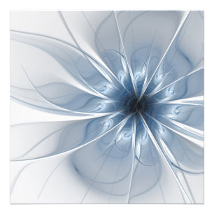 Zachte en gevoelige blauwe fractale fantasiebloem  foto afdruk
