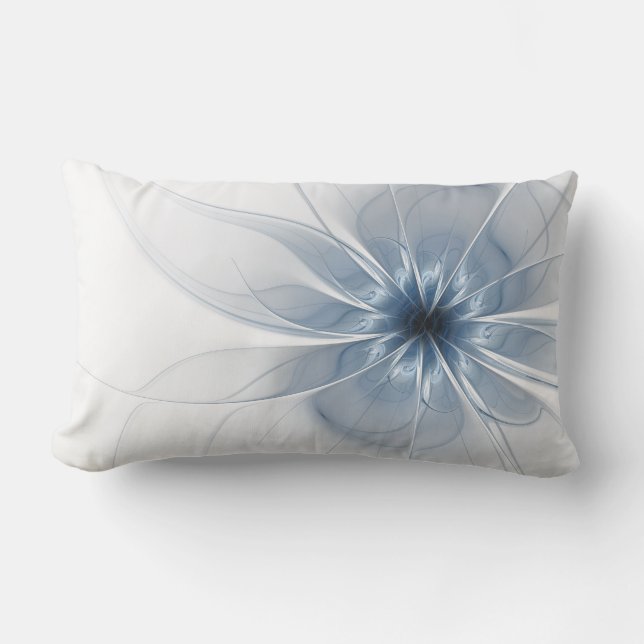 Zachte en gevoelige blauwe fractale fantasiebloem kussen (Voorkant)