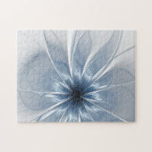 Zachte en gevoelige blauwe fractale fantasiebloem  legpuzzel (Horizontaal)