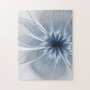 Zachte en gevoelige blauwe fractale fantasiebloem legpuzzel