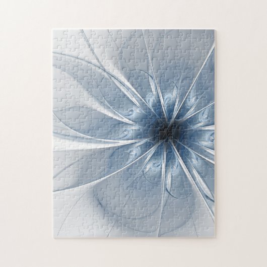 Zachte en gevoelige blauwe fractale fantasiebloem  legpuzzel (Verticaal)