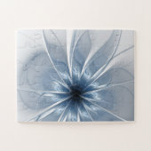 Zachte en gevoelige blauwe fractale fantasiebloem  legpuzzel (Horizontaal)