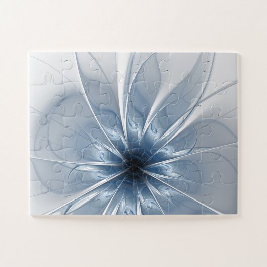 Zachte en gevoelige blauwe fractale fantasiebloem  legpuzzel (Horizontaal)