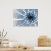 Zachte en gevoelige blauwe fractale fantasiebloem poster (Keuken)