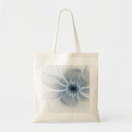 Zachte en gevoelige blauwe fractale fantasiebloem tote bag