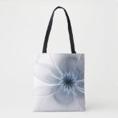 Zachte en gevoelige blauwe fractale fantasiebloem tote bag (Voorkant)