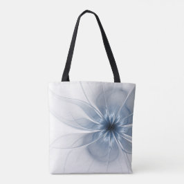 Zachte en gevoelige blauwe fractale fantasiebloem tote bag