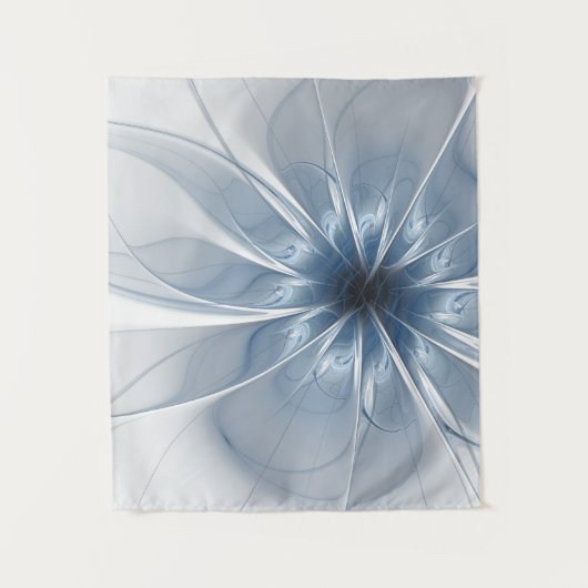 Zachte en gevoelige blauwe fractale fantasiebloem  wandkleed (Voorkant)