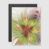 Zachte en gevoelige fractale fantasiebloemen, meta magnetische uitnodiging (Voorkant / Achterkant)
