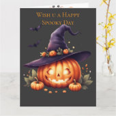 Zachte en griezelige Halloween sticker – Pompoen Kaart (Gele Bloem)