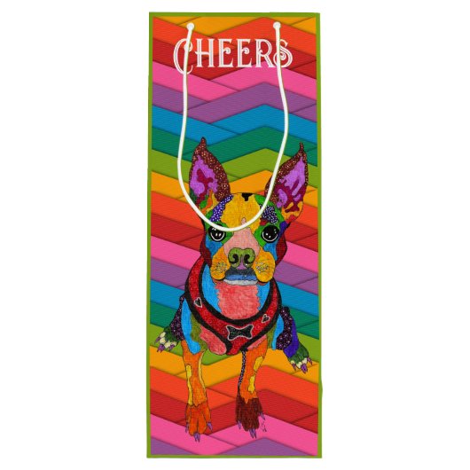 Zachte en Kleurrijke Cadeautas Boston Terrier (Achterkant)