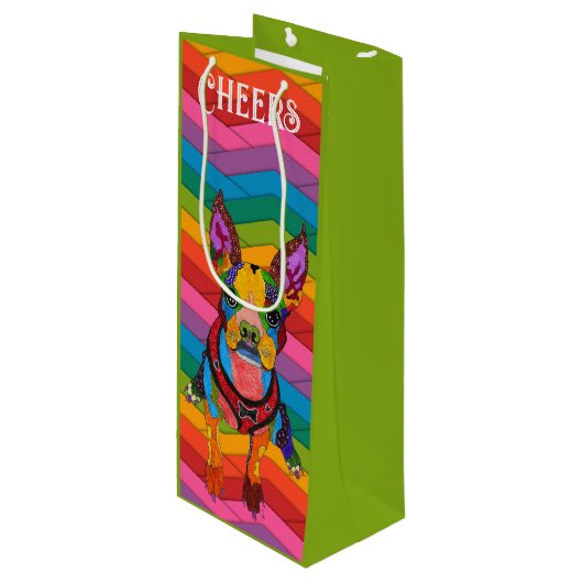 Zachte en Kleurrijke Cadeautas Boston Terrier (Voorkant Gekanteld)