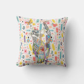 Zachte en Kleurrijke Curieuze Kat Kussen (Voorkant)