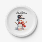 Zachte en zoete Marshmallow Snowman Papieren Bordje (Voorkant)