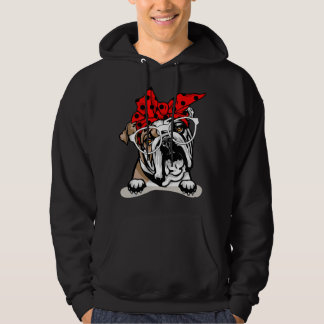 Zachte Engelse Bulldog Kerstmis Rood Geruit Hoofdb Hoodie